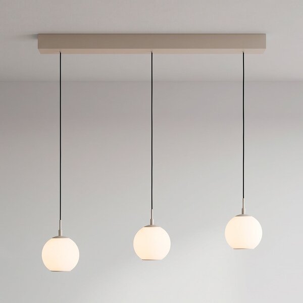 Paul Neuhaus LED-visoka svetilka Sandora, peščene barve, dolžina 90 cm, steklo, 3-žarilna, zatemnjen, Bež, Dnevna soba / jedilnica, Kovina, Sodobni