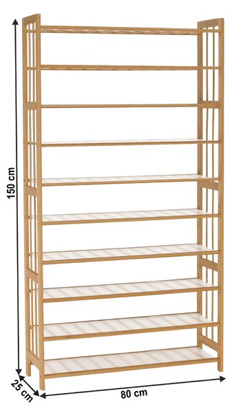 KONDELA Omara za čevlje, 10 nadstropna, bambus, VERTO