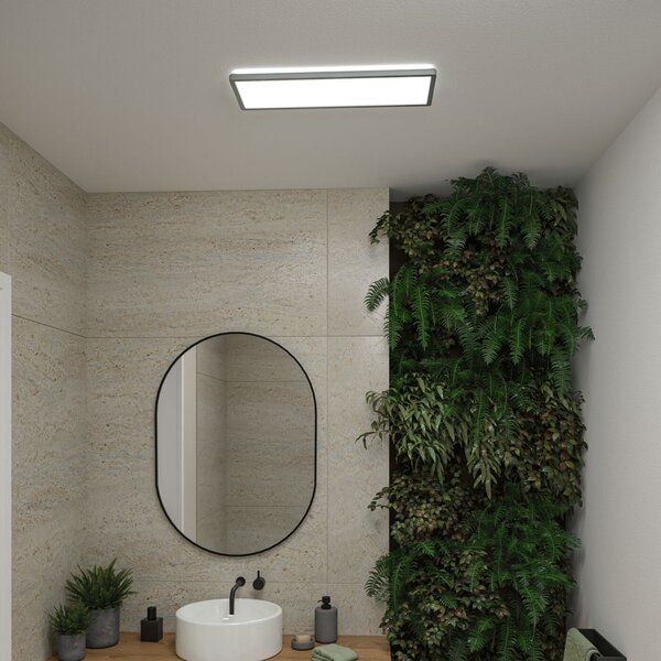 Paulmann LED-plošča Atria Shine v krom barvi, dolžina 56 cm, IP44, Krom, Študija / pisarna, Plastika, Sodobni