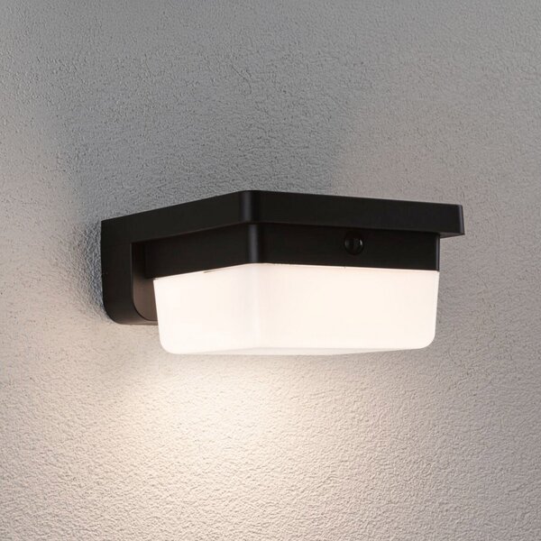 Paulmann LED-stenna svetilka Isleen, 230 V + Solar, črna, 16 cm, Črna, Plastika, Sodobni