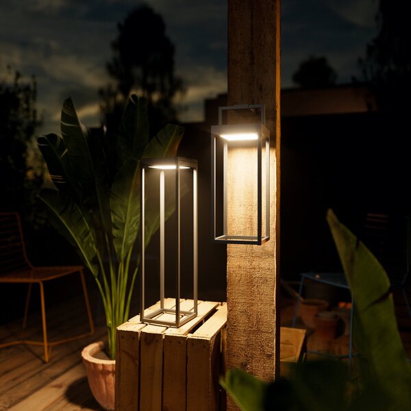 Sigor Numove LED solarna luč, grafitno siva, višina 32,5 cm, zatemnjen, Črna, Kovina, Sodobni