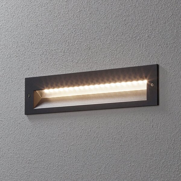 BEGA 33055 LED stenska vgradna svetilka 3.000K grafit 32 cm, Siva, Hodnik, Kovina, Vgradne luči kotne