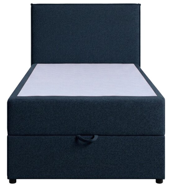 POSTELJA Z VZMETNICO 100 cm x 200 cm , tekstil, leseni material temno modra
