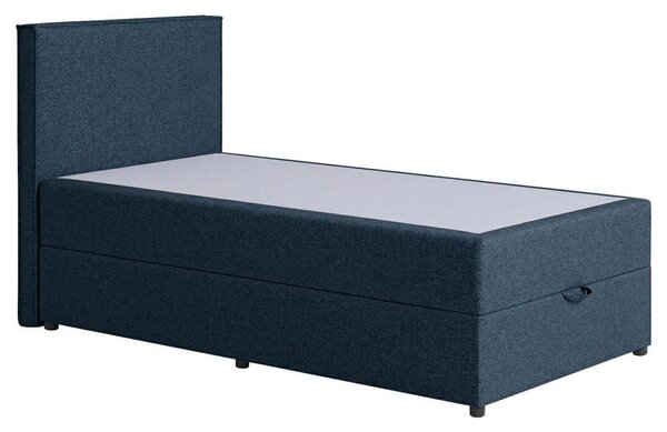 POSTELJA Z VZMETNICO 100 cm x 200 cm , tekstil, leseni material temno modra