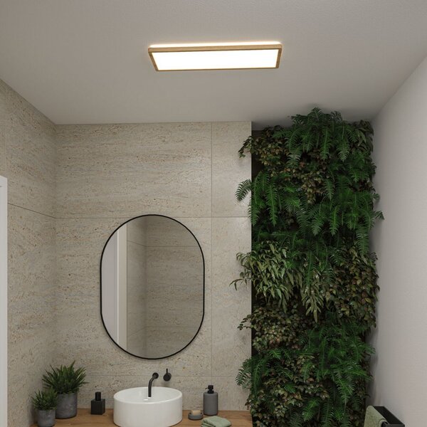 Paulmann LED-panel Atria Shine, v barvi lesa, dolžina 56 cm, IP44, Les, Študija / pisarna, Plastika, Sodobni