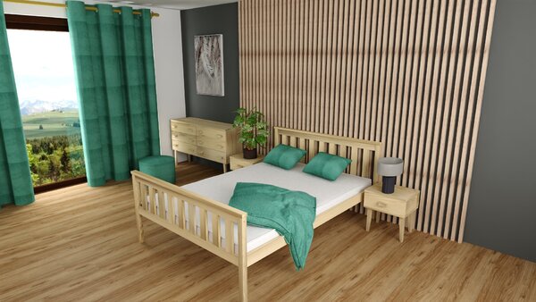 Postelja KALEA 90 x 200 cm, borov les Posteljno dno: Z letveno posteljno dno, Vzmetnica: Brez vzmetnice