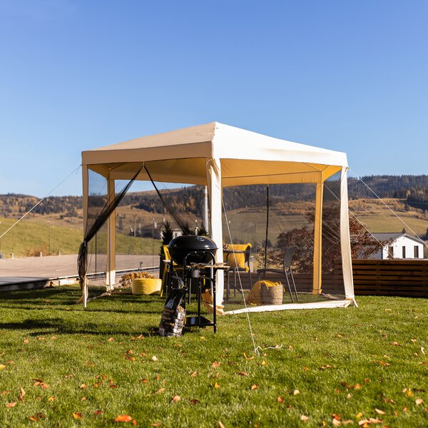 KONDELA Vrtni paviljon, 3,9 x 2,5 x 3,9 m, bež/črna, RINGE TIP 2 + 6 stranic