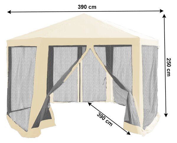 KONDELA Vrtni paviljon, 3,9 x 2,5 x 3,9 m, bež/črna, RINGE TIP 2 + 6 stranic