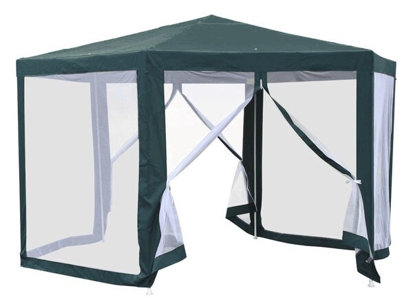 KONDELA Vrtni paviljon, 3,9 x 2,5 x 3,9 m, zelena/bela, RINGE TIP 1 + 6 stranic
