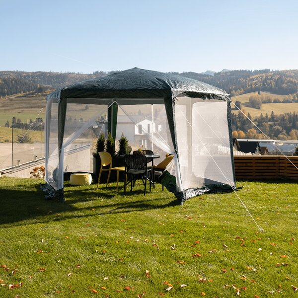 KONDELA Vrtni paviljon, 3,9 x 2,5 x 3,9 m, zelena/bela, RINGE TIP 1 + 6 stranic
