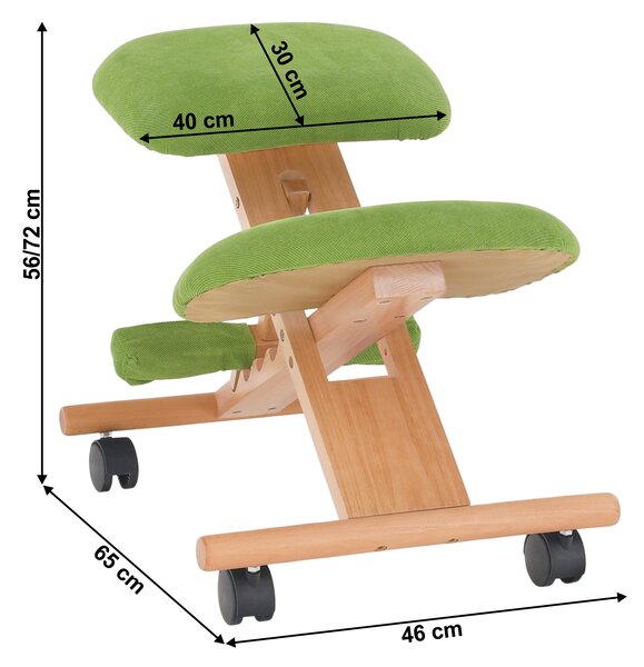 KONDELA Ergonomski klečalnik,zelena/bukev, GROCO