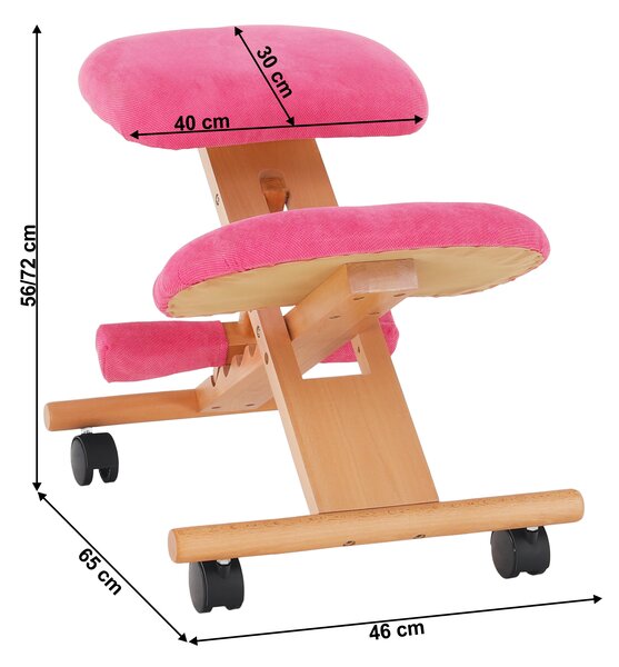 KONDELA Ergonomski klečalnik,roza/bukev, GROCO