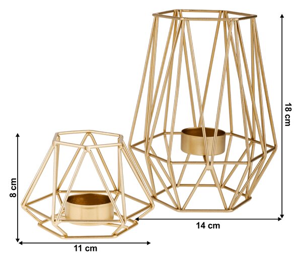 KONDELA Kovinski svečniki, 2 kosa, zlata, SALIO