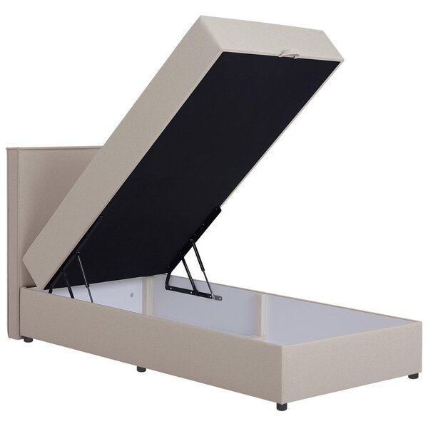 POSTELJA Z VZMETNICO 100 cm x 200 cm , tekstil, leseni material bež