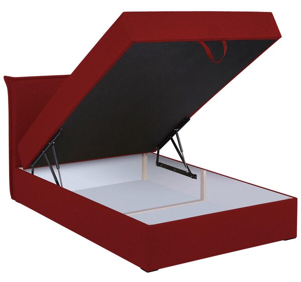 POSTELJA Z VZMETNICO 120 cm x 200 cm , tekstil, leseni material rdeča