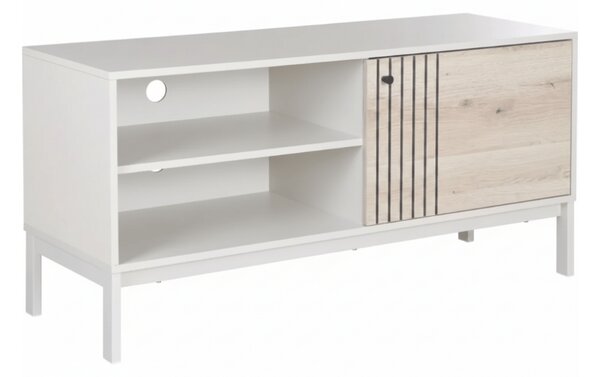 AKCIJA TV omarica FROST 120x40 cm bela, alpski hrast dekor II. kvaliteta