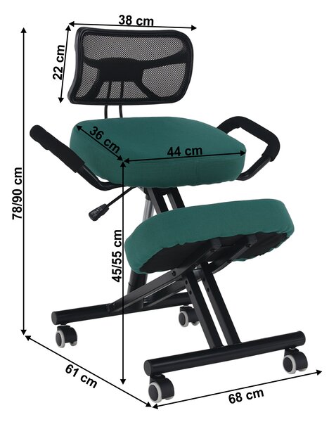 KONDELA Ergonomski klečalnik, zelena/črna, RUFUS