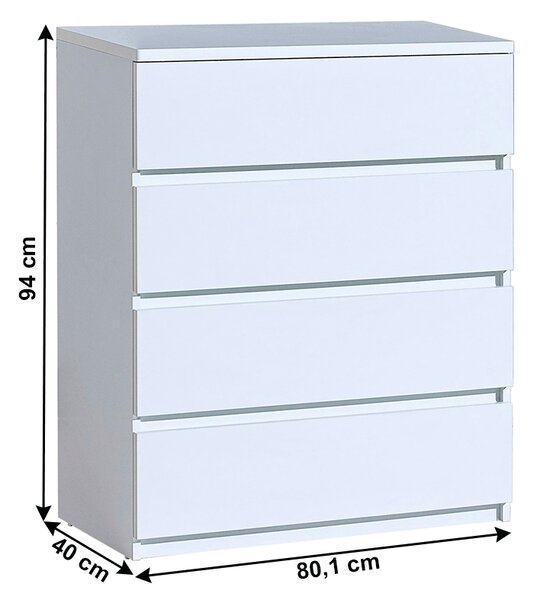 KONDELA Predalnik 4S, arktično bela, ARTEMIA