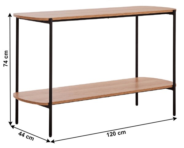 KONDELA Konzolna miza v industrijskem slogu, akacija/črna, HOLAR
