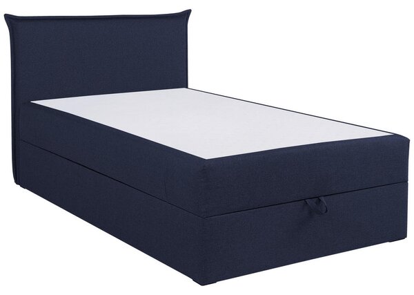 POSTELJA Z VZMETNICO 120 cm x 200 cm , tekstil, leseni material temno modra