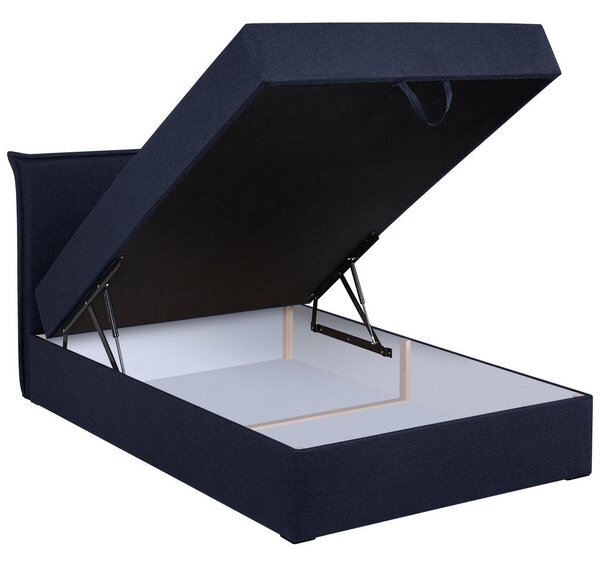 POSTELJA Z VZMETNICO 120 cm x 200 cm , tekstil, leseni material temno modra