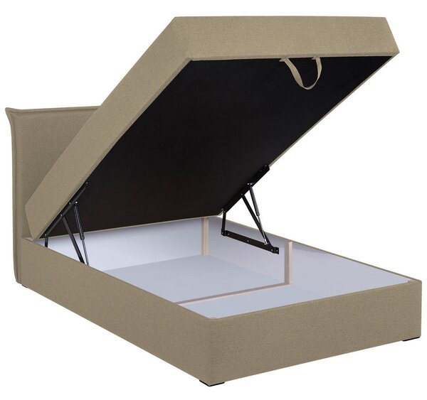 POSTELJA Z VZMETNICO 120 cm x 200 cm , tekstil, leseni material bež