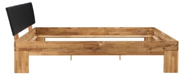 POSTELJA 140 cm x 200 cm , les, tekstil črna, barve hrasta