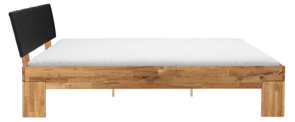 POSTELJA 140 cm x 200 cm , les, tekstil črna, barve hrasta