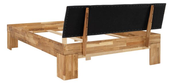 POSTELJA 140 cm x 200 cm , les, tekstil črna, barve hrasta