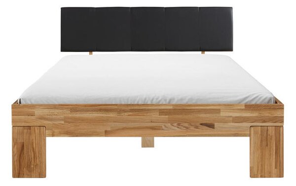 POSTELJA 140 cm x 200 cm , les, tekstil črna, barve hrasta