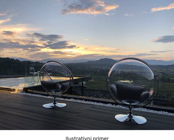 KONDELA Viseči stol s stojalom, prozorna/srebrna/siva, BUBBLE NEW TIP 2