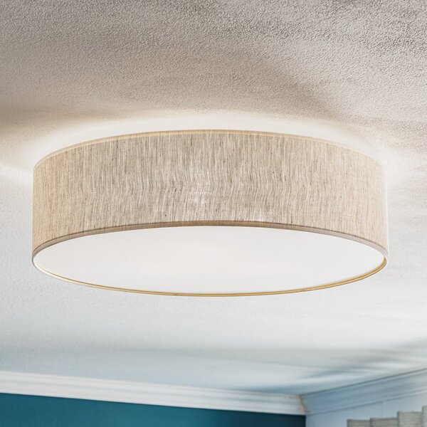 Eko-Light Stropna svetilka Leano, siva, platno, premer 50 cm, zatemnjen, Siva, Dnevna soba / jedilnica, Tkanine / tekstil, Sodobni