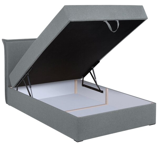 POSTELJA Z VZMETNICO 120 cm x 200 cm , tekstil, leseni material srebrne barve