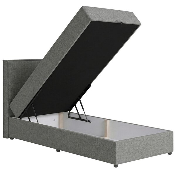 POSTELJA Z VZMETNICO 100 cm x 200 cm , tekstil, leseni material siva