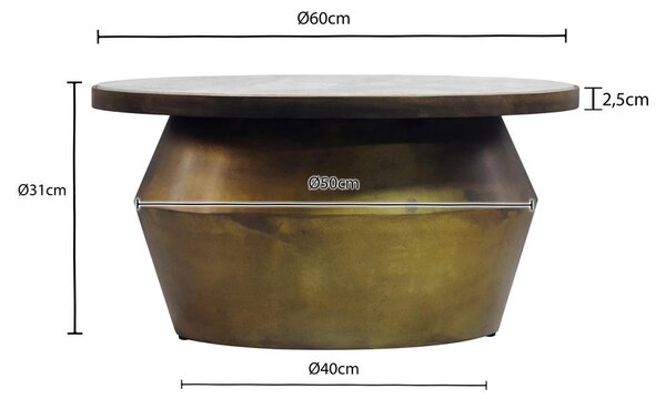 KLUBSKA MIZA, 60/31/60 cm zlate barve