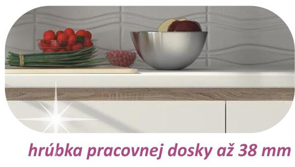 KONDELA Kuhinjski set, hrast Sonoma/bela v visokem sijaju, LINE NEW