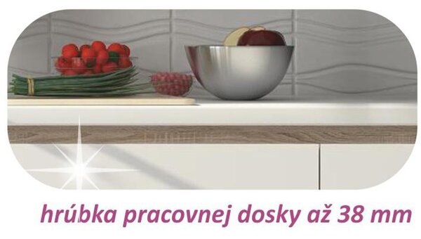 KONDELA Kuhinjski set, bela/hrast Sonoma, LINE NEW