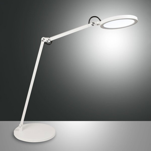 Fabas Luce Regina LED namizna svetilka z zatemnitvijo, bela, zatemnjen, Bela, Študija / pisarna, Kovina, Sodobni