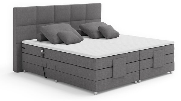 KONDELA Električno nastavljiva postelja, boxspring, siva, 180 x 200, MURKO NEW