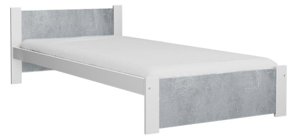 Postelja IKAROS 90 x 200 cm, beton/bela Posteljno dno: Z letveno posteljno dno, Vzmetnica: Brez vzmetnice