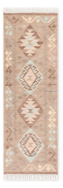 Svetlo moder/bež obojestranski ročno tkan volnen tekač 60x190 cm Kamal Dune – Nouristan