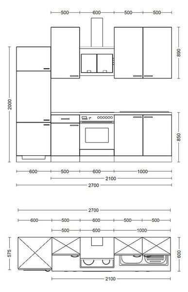 FlexWell Kuhinjski Blok Z Aparati Nano, Barva Bukve