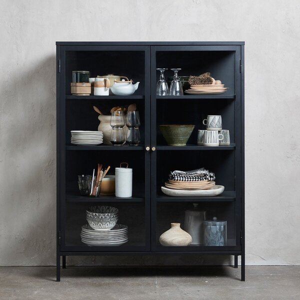 Črna kovinska vitrina 110x140 cm Carmel – Unique Furniture
