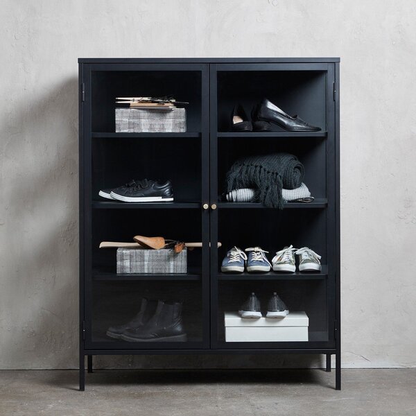 Črna kovinska vitrina 110x140 cm Carmel – Unique Furniture
