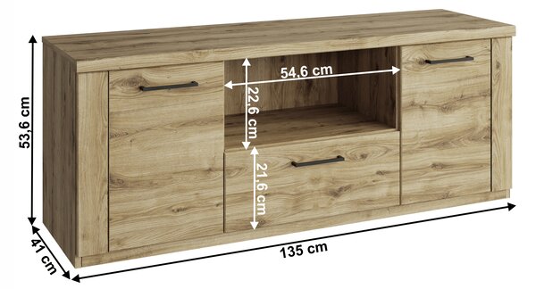 KONDELA TV mizica 2D1S/135, hrast navarra, DORSI