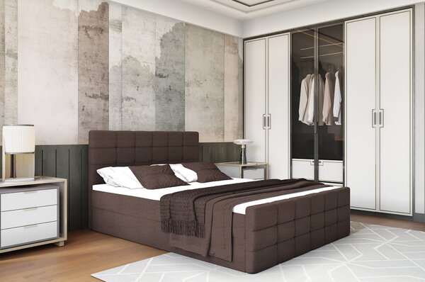 KONDELA Boxspring postelja, 160x200, rjava, BEST