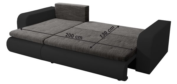 KONDELA Raztegljiva sedežna garnitura, črna/siva, desna, BURAN ROH