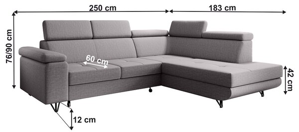 KONDELA Raztegljiva sedežna garnitura, svetlo siva, desna, JOGI ROH