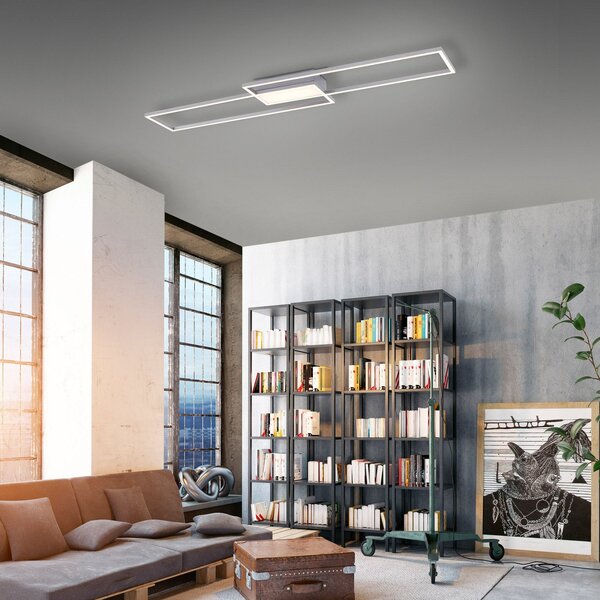 JUST LIGHT. GmbH LED stropna svetilka Asmin, CCT, jeklo, 109,5x25,7cm, zatemnjen, Kovinska, Dnevna soba / jedilnica, Kovina