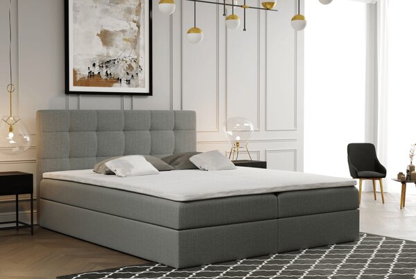 KONDELA Boxspring postelja, 140x200, siva, KAMILIA